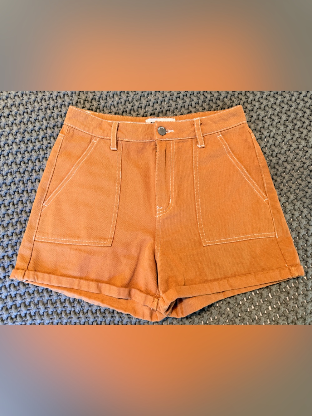 RSQ High-Waist Rust Orange Utility Shorts